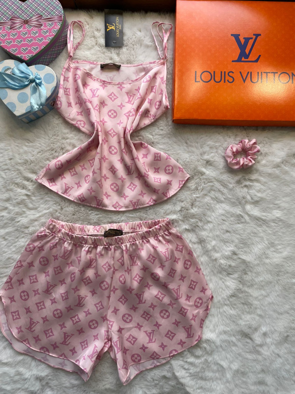 Рожевий комплект майка з шортами Louis Vuitton