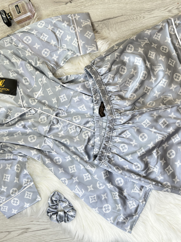 Сірий комплект сорочка з шортами Louis Vuitton