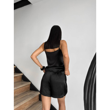 Чорний комплект майка з шортами преміум якість